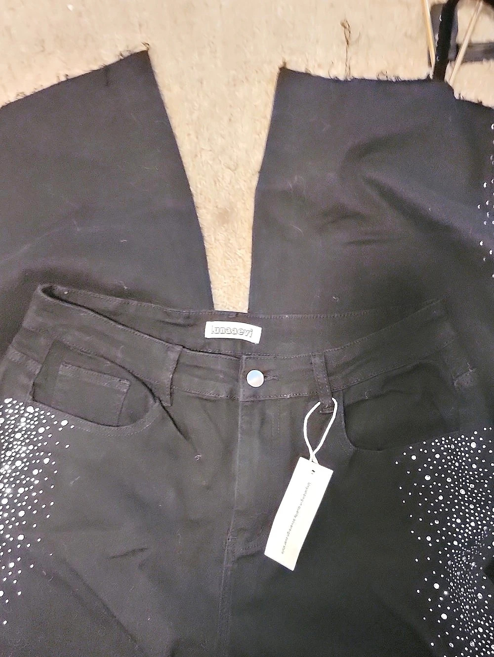 Lunaevi Black Embellished Wide Leg NWT